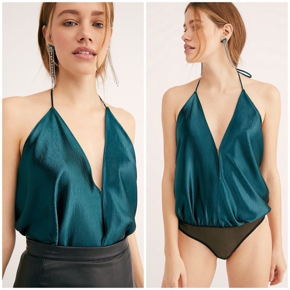 FREE PEOPLE So Fine In Shine Halter Bodysuit - Picture 1 of 3